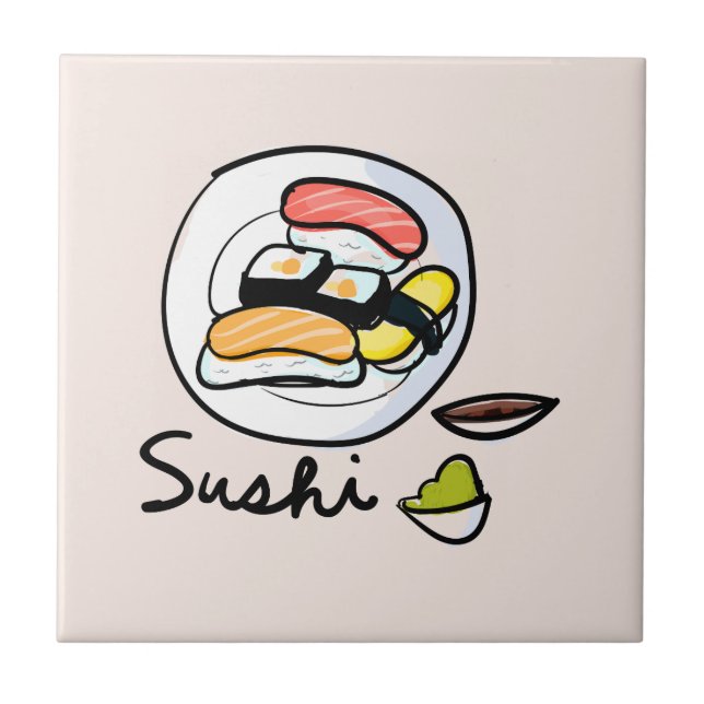 Azulejo Personalizado de sushi adorable arte japonés (Frente)