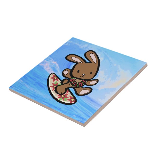 Azulejo Personalizado de vacaciones de conejo de surf de H (Lado)