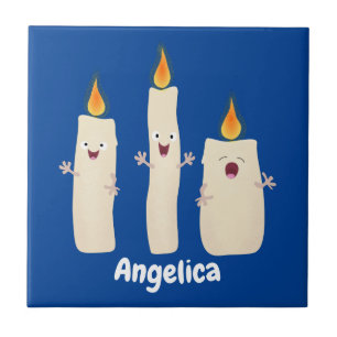 Azulejo Personalizado del trío de velas de canto lindo