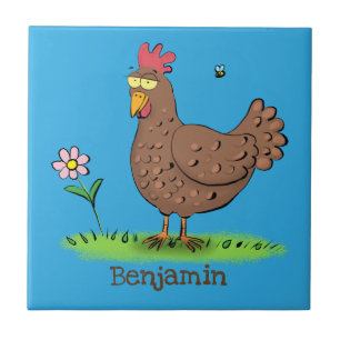 Azulejo Personalizado divertido de pollo rústico y caprich