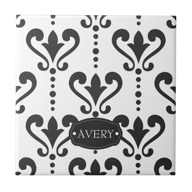 Azulejo Personalizado en blanco y negro de lujo (Frente)