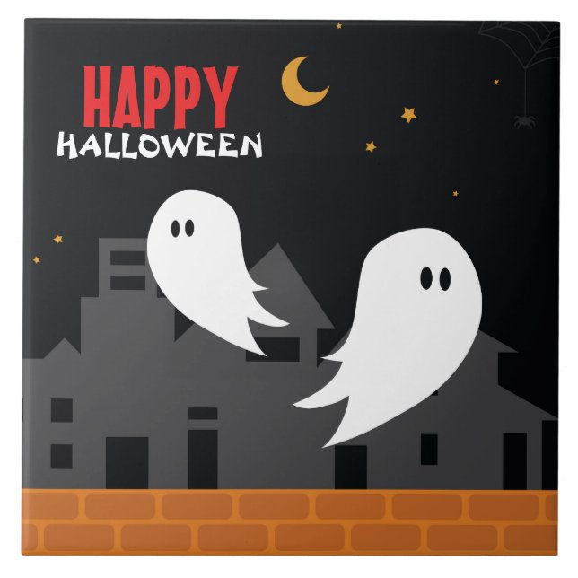 Azulejo Personalizado fantasmal de Halloween (Frente)