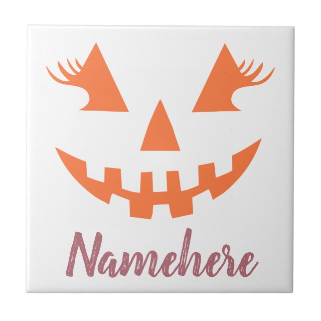 Azulejo Personalizado Girly Jack O Lantern Pumpkin Hallowe (Frente)