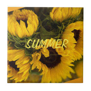 Azulejo Personalizado Golden Sunflower cálido