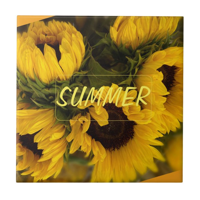 Azulejo Personalizado Golden Sunflower cálido (Frente)