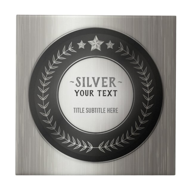 Azulejo PERSONALIZADO IMPRIMIR DIY MEDAL Silver Champion E (Frente)