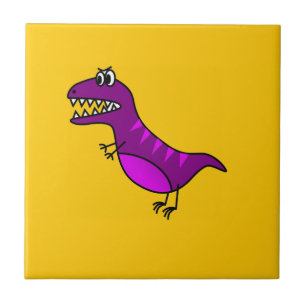 Azulejo Personalizado lindo enojado de dinosaurio morado