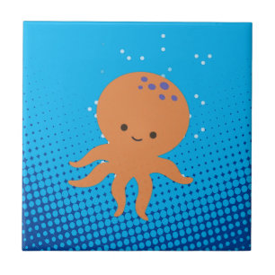 Azulejo Personalizado lindo Octopus Blue Ocean
