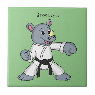 Azulejo Personalizado lindo rhino kung fu personalizado