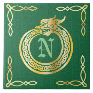 Azulejo Personalizado Monograma Celta Ouroboros