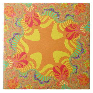 Azulejo Personalizado Naranja Cruz Amarilla Tile Grande