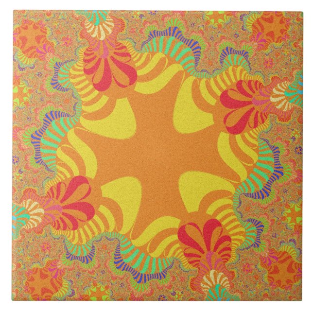 Azulejo Personalizado Naranja Cruz Amarilla Tile Grande (Frente)