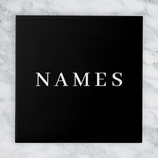 Azulejo Personalizado negro simple Añadir su nombre elegan