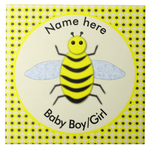Azulejo Personalizado Neutral de Abeja Amarilla Cute Géner
