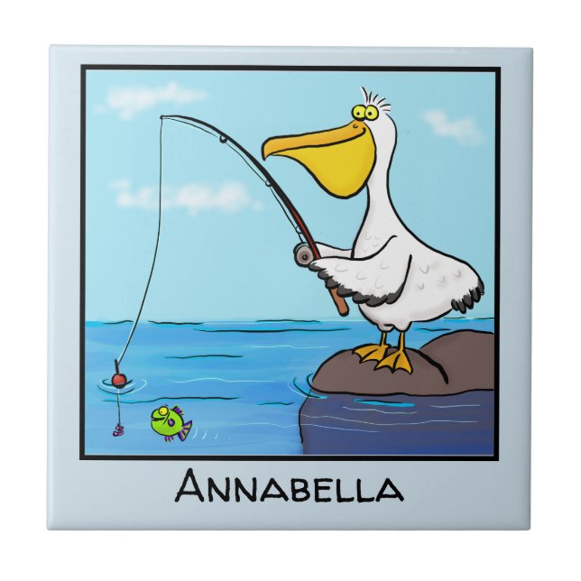 Azulejo Personalizado pelícano de pesca divertida (Frente)