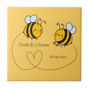 Azulejo Personalizado Textos Feliz Abejas de Amor
