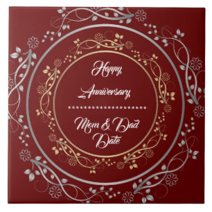 Azulejo Personalizar Feliz Aniversario 25 Plata Floral