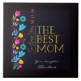 Azulejo Personalizar flores silvestres y saludo de Día de 