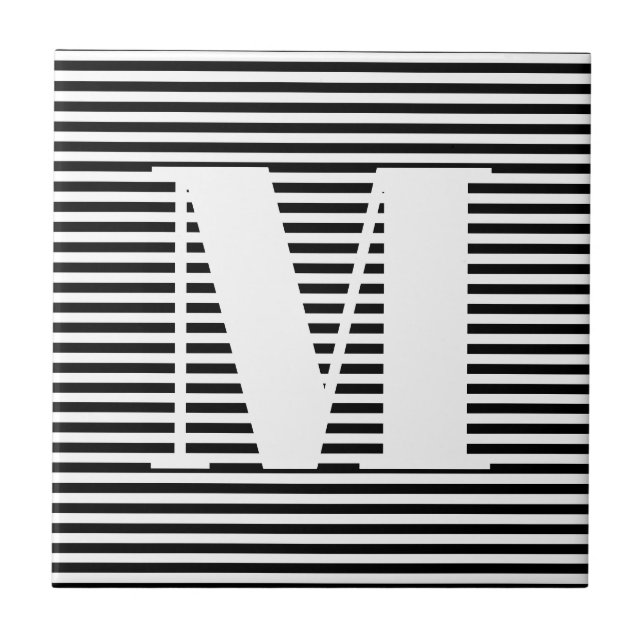 Azulejo Personalizar monograma franjas blancas iniciales (Frente)