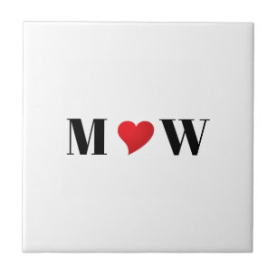 Azulejo Personalizar Par iniciales A Amas B corazón rojo