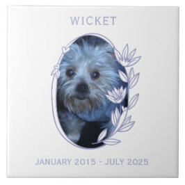 Azulejo Personalize It! Pet Memorial Oval Floral Photo
