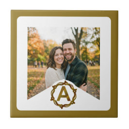 Azulejo Personalized Artisan Monogram A | Wood Frame
