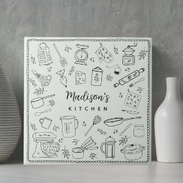 Azulejo Personalized Hand Drawn Kitchen Cooking Utensils 
