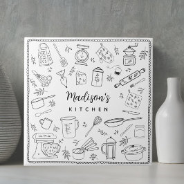 Azulejo Personalized Hand Drawn Kitchen Cooking Utensils 