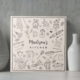 Azulejo Personalized Hand Drawn Kitchen Cooking Utensils 