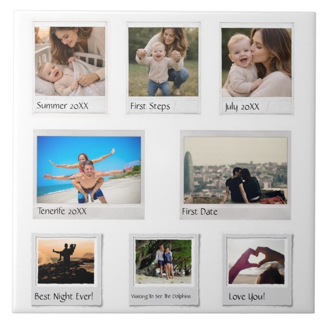 Azulejo Personalized Memories Photo Collage with 8 Photos (Frente)
