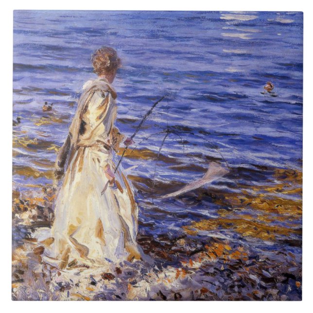 Azulejo Pesca chica (por John Singer Sargent) (Frente)