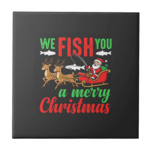 Azulejo Pesca de Navidad Feliz Pescan a Usted