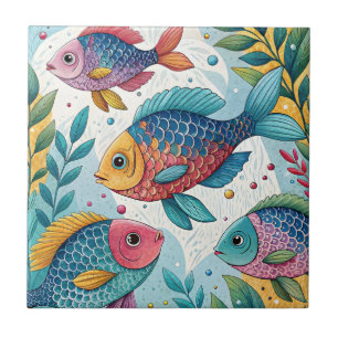 Azulejo Pescado arco iris bajo el agua