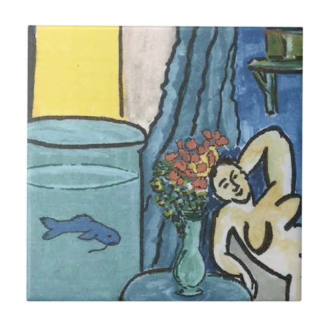 Azulejo Pescado azul en Bowl (Frente)