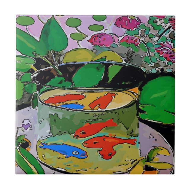 Azulejo Pescado azul en Bowl (Frente)