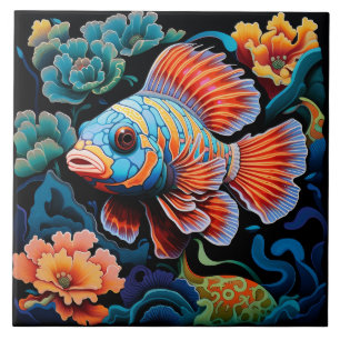 Azulejo Pescado colorido exótico