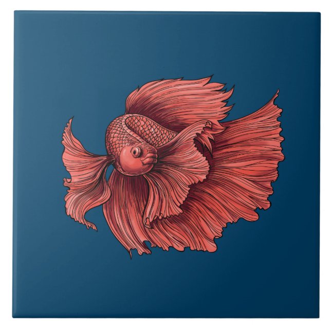 Azulejo Pescado combativo de Coral Siamese (Frente)