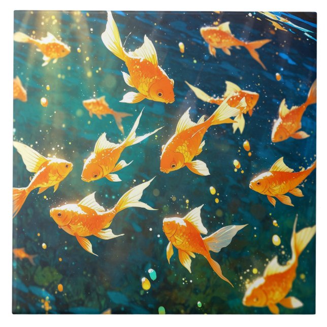 Azulejo Pescado dorado Tile cerámico (Frente)