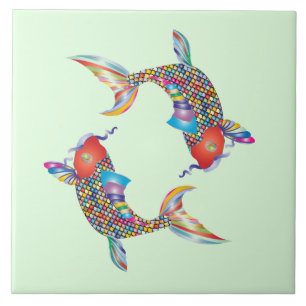 Azulejo Pescado mosaico en verde