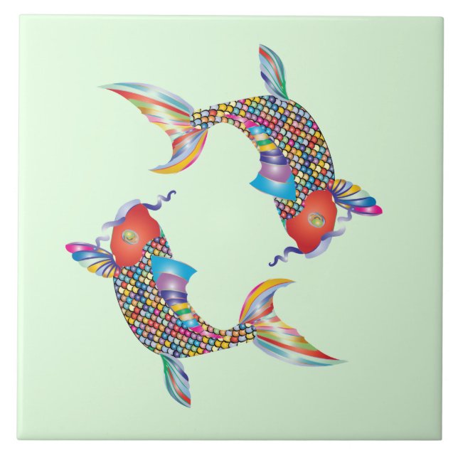 Azulejo Pescado mosaico en verde (Frente)