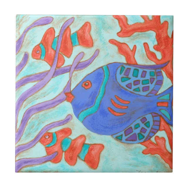 Azulejo Pescado pop-coloreado (Frente)