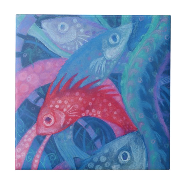Azulejo Pescado rosa Algas marinas Océanos Animales submar (Frente)