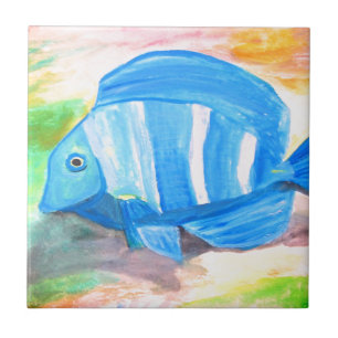 Azulejo Pescado tropical azul Agua Océano marino