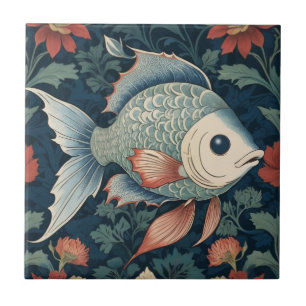 Azulejo Pescado tropical William Morris estilo Ocean Sea L