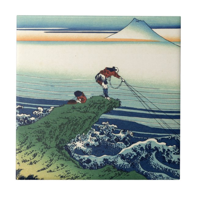 Azulejo Pescador japonés de Kajikazawa del arte del (Frente)