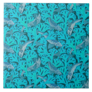 Azulejo PESCADOS Y ALGAS EN EL ESPACIO AQUÍ DE Art Nouveau