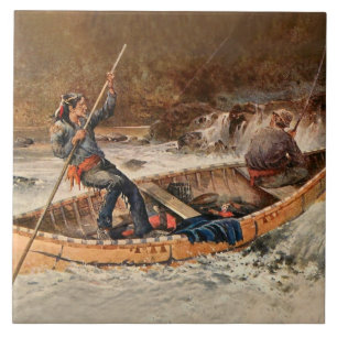 Azulejo “Pescando truchas” Arte occidental de Frank Feller