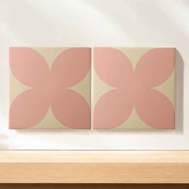 Azulejo Petal floral rosa y beige retro a mediados de sigl (Subido por el creador)