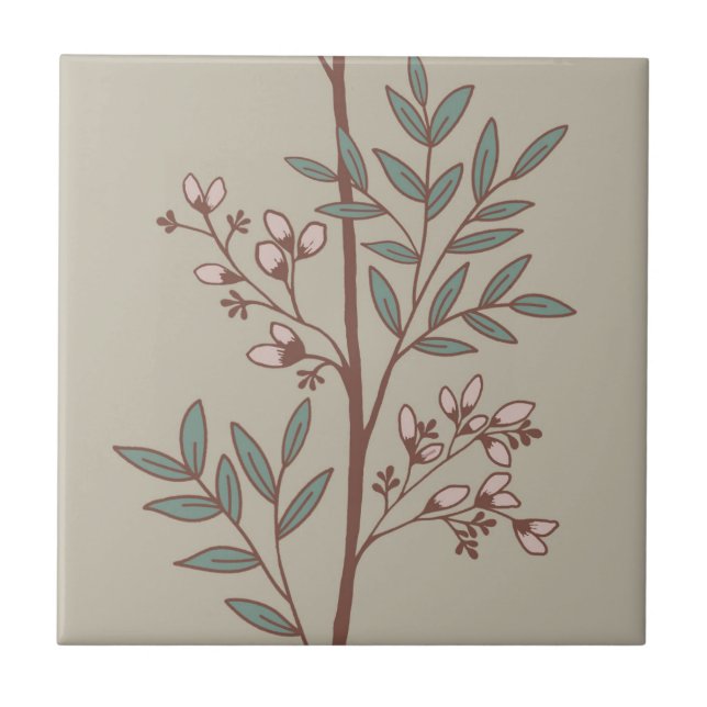 Azulejo Pétalos de ensueño en las ramas L beige verde rosa (Frente)