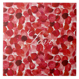 Azulejo Pétalos de Rosa Roja Romántica Floral  